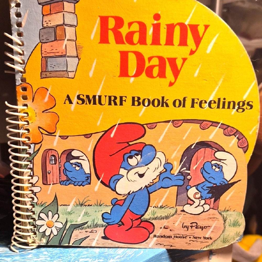 A SMURF book of Feelings- Rainy Day 1982 Peyo Vintage! Random House